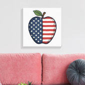 Toile Patriotic Apple Vintage Engraving Vector Design_1 (Insitu(Salon))