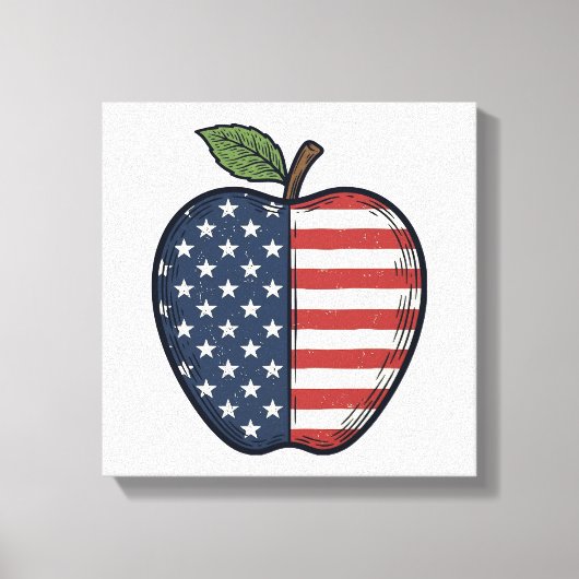 Toile Patriotic Apple Vintage Engraving Vector Design_1 (Recto)