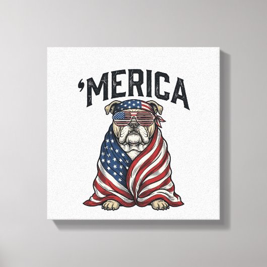 Toile Patriotic Bulldog 'Merica Vintage Vector Shirt Des (Recto)