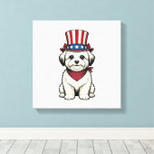 Toile Patriotic Dog Vintage Engraving Vector Design_1 (Insitu (Plancher de Bois))