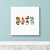 Toile Patriotic Duck and Hot Dog Vintage Vector Shirt_1 (Insitu (Plancher de Bois))