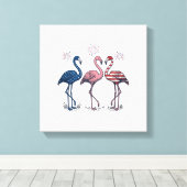 Toile Patriotic Flamingo Trio Vintage Engraving Design_1 (Insitu (Plancher de Bois))