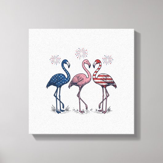 Toile Patriotic Flamingo Trio Vintage Engraving Design_1 (Recto)