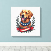 Toile Patriotic Golden Retriever Americana Art Tee 2 (Insitu (Plancher de Bois))