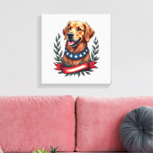 Toile Patriotic Golden Retriever Americana Art Tee 2 (Insitu(Salon))