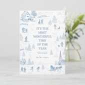 Toile Pattern Winter Wonderland Holiday Kaart (Staand voorkant)