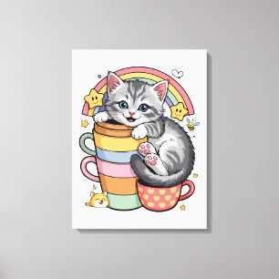 Toile Pattes pastel et boissons arc-en-ciel