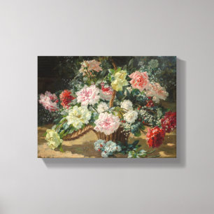 Toile Paul Biva Vintage un panier de Roses