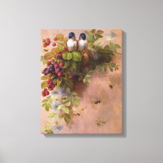 Toile Paul-De-Longpre-Oiseaux et abeilles (Recto)