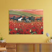 Toile Pavot Fields Peinture Chevaux sauvages & Bikers Pr (Insitu(Salon))