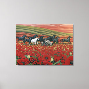 Toile Pavot Fields Peinture Chevaux sauvages & Bikers Pr