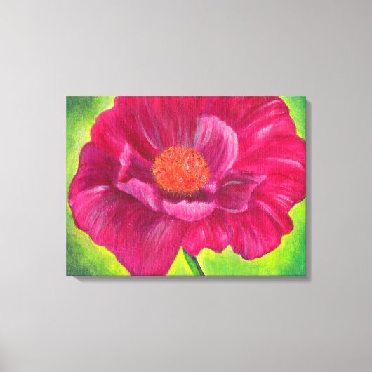 Toile Pavot rose Fleur Closeup Peinture acrylique (Recto)