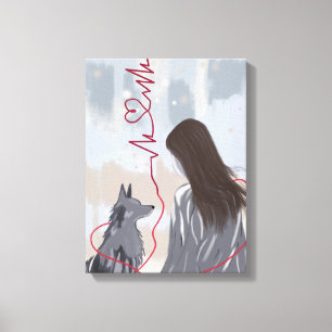 Toile Paw and Heart II – Amour entre l'animal et l'humai