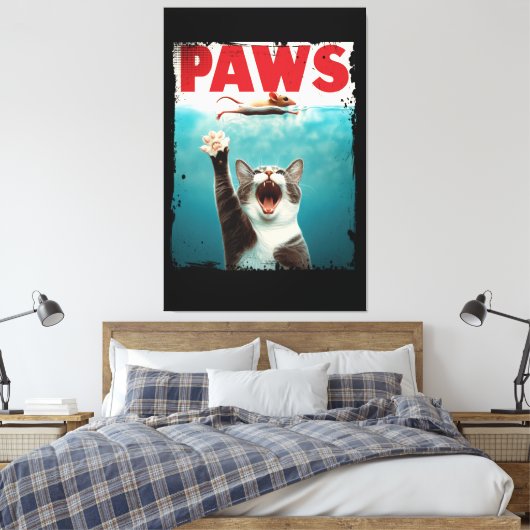 Toile PAWS Chat Souris Parodie De L'Affiche De Film Jaws (Insitu(Chambre))