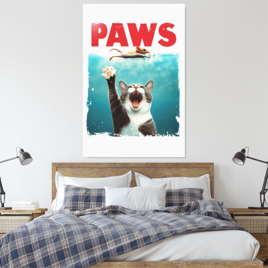 Toile PAWS Chat Souris Parodie De L'Affiche De Film Jaws (Insitu(Chambre))