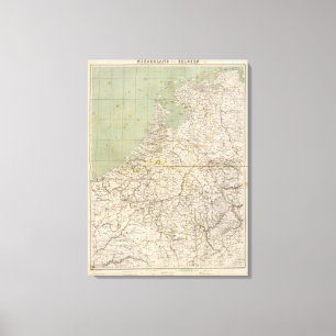 Toile Pays-Bas et carte d'atlas de la Belgique