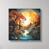 Toile Paysage Abstrait, arbres et cours d'eau (Recto)