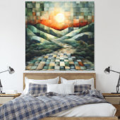 Toile Paysage Abstrait avec chemin éclairé et géométriqu (Insitu(Chambre))