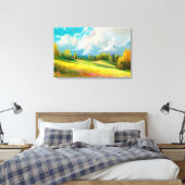 Toile Paysage Abstrait avec collines et arbres et nuageu (Insitu(Chambre))