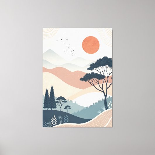 Toile paysage abstrait boho (Recto)