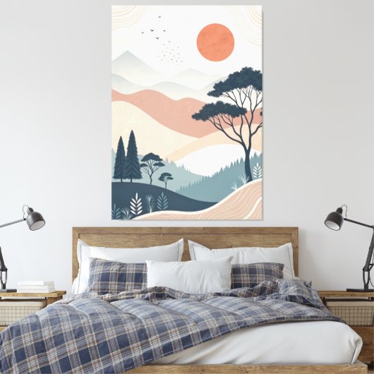 Toile paysage abstrait boho (Insitu(Chambre))
