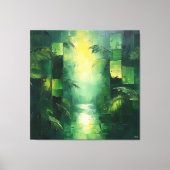 Toile Paysage Abstrait de Jungle Monochrome Vert (Recto)