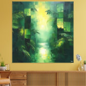 Toile Paysage Abstrait de Jungle Monochrome Vert (Insitu(Salon))