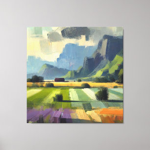Toile Paysage Abstrait minimaliste avec nuage orange