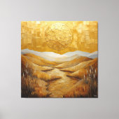 Toile Paysage Abstrait monochromatique doré avec soleil (Recto)