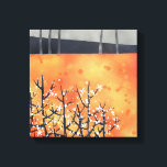 Toile Paysage Abstrait Orange Art<br><div class="desc">Paysage peinture de la fleur d'épine noire au printemps en orange et gris doux.</div>