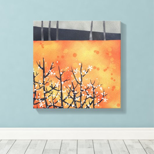 Toile Paysage Abstrait Orange Art (Insitu (Plancher de Bois))