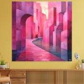 Toile Paysage Abstrait rose monochromatique avec voie (Insitu(Salon))