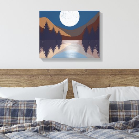 Toile Paysage Abstrait Rustique Forêt Reflet de Lune (Insitu(Chambre))