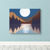 Toile Paysage Abstrait Rustique Forêt Reflet de Lune (Insitu (Plancher de Bois))