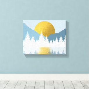 Toile Paysage Abstrait Soleil d'hiver d'or
