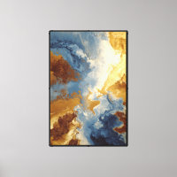 Paysage abstrait tourbillonnant bleu et or