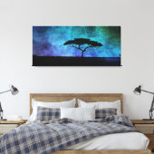 Toile Paysage africain de l'acacia en bleu et violet (Insitu(Chambre))