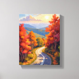 Toile Paysage aquarelle de feuillage d'automne du Vermon