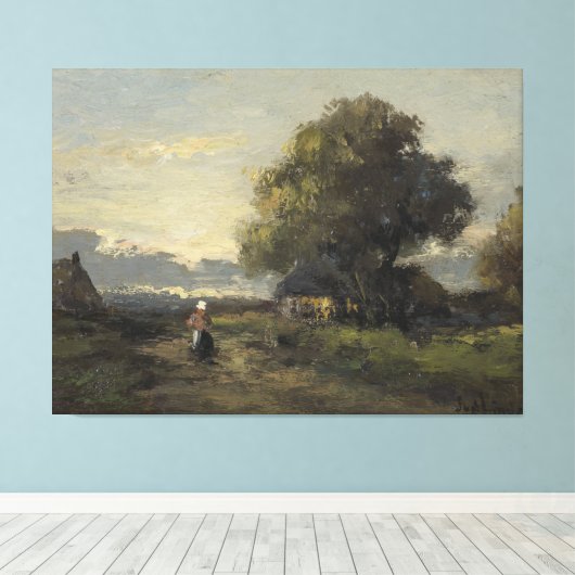 Toile Paysage avec fermes, Jan van der Linde, 1874 (Insitu (Plancher de Bois))