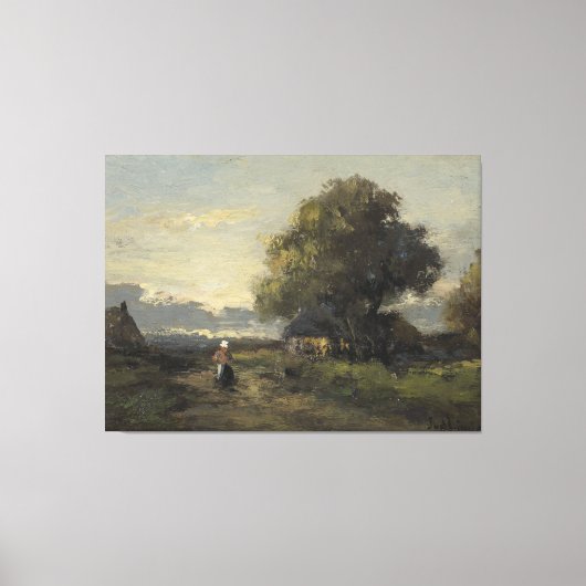 Toile Paysage avec fermes, Jan van der Linde, 1874 (Recto)
