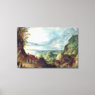 Toile Paysage avec la mer et les montagnes (huile sur la