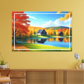 Toile Paysage avec lac, chalet et arbres-324563 (Insitu(Salon))