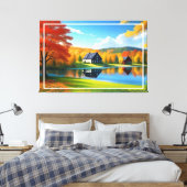 Toile Paysage avec lac, chalet et arbres-324563 (Insitu(Chambre))