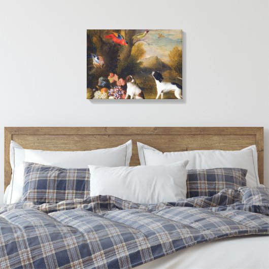Toile Paysage avec oiseaux exotiques et deux chiens (Insitu(Chambre))