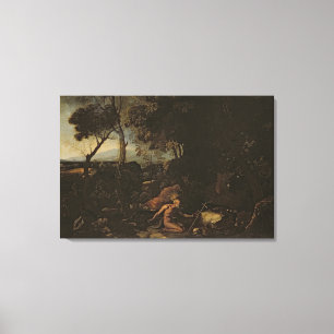 Toile Paysage avec St Jerome