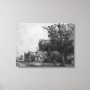 Toile Paysage avec trois cottages, 1650