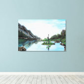 Toile Paysage bleu vert (Insitu (Plancher de Bois))