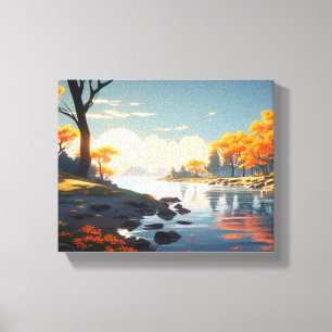 Toile Paysage calme d'automne
