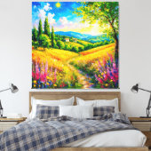 Toile Paysage Campagnard Avec Fleurs (Insitu(Chambre))