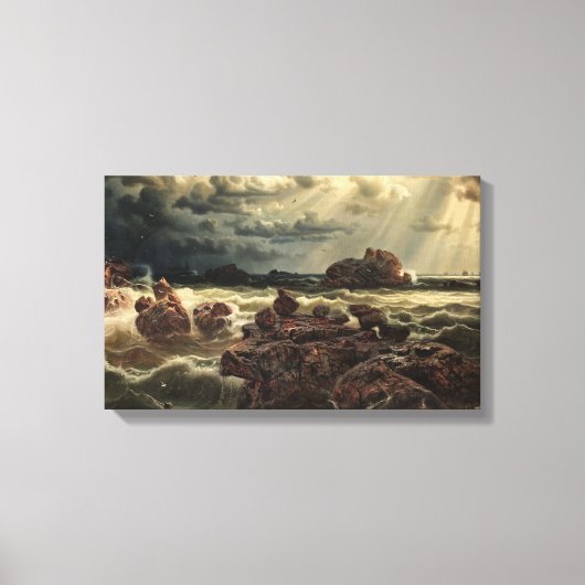 Toile Paysage côtier avec navires à l'horizon (Recto)